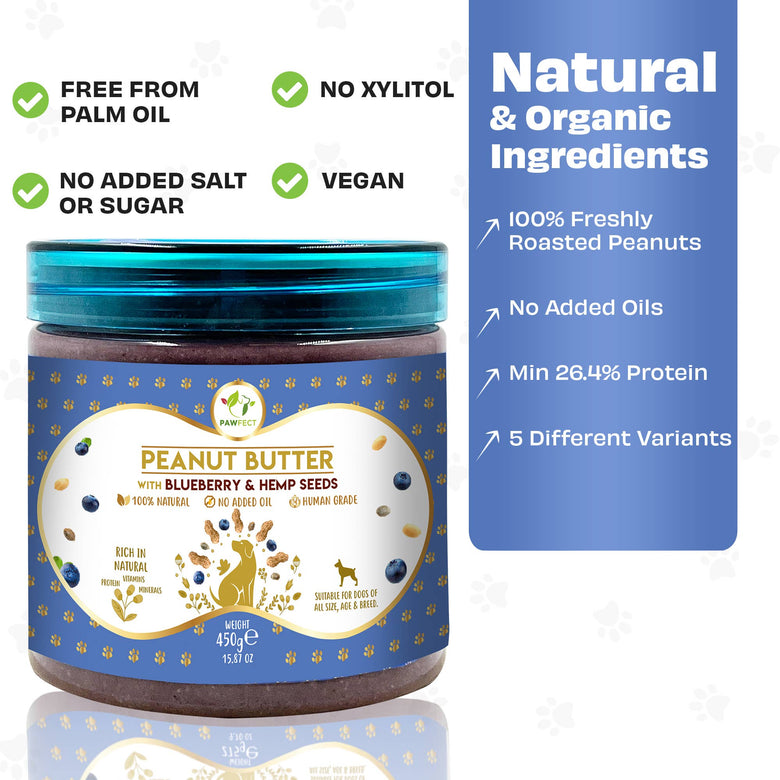 Pawfect Peanut Butter for Dogs: Blueberry & Hempseeds