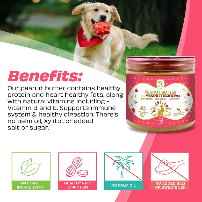 Pawfect Peanut Butter for Dogs: Strawberry & Pumpkin Seeds