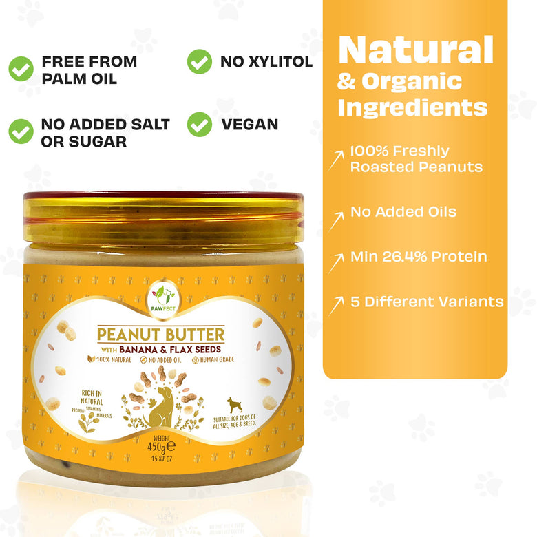 Pawfect Peanut Butter for Dogs: Banana & Flaxseeds