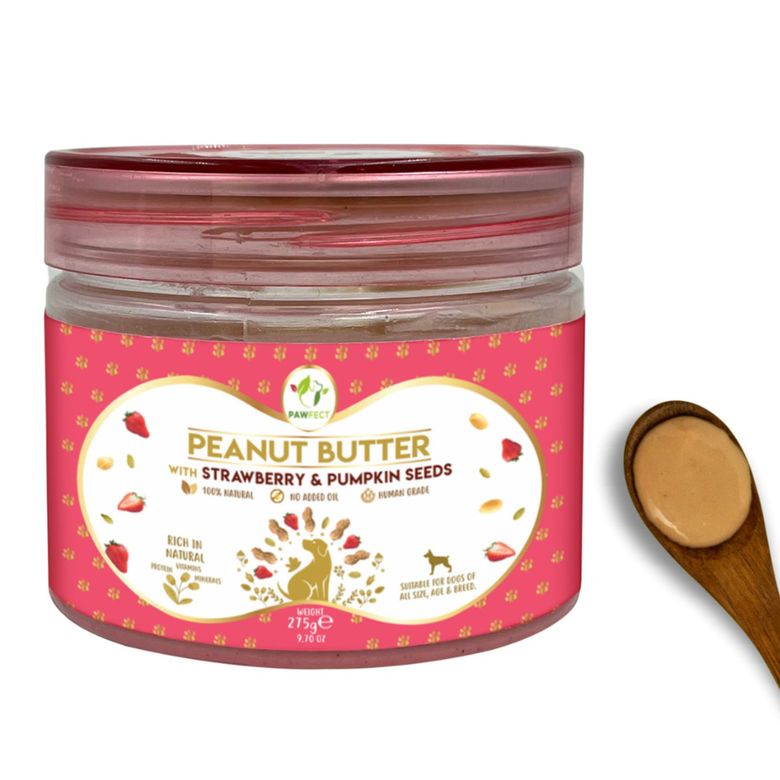 Pawfect Peanut Butter for Dogs: Strawberry & Pumpkin Seeds