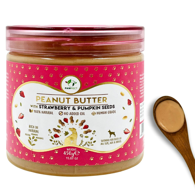 Pawfect Peanut Butter for Dogs: Strawberry & Pumpkin Seeds