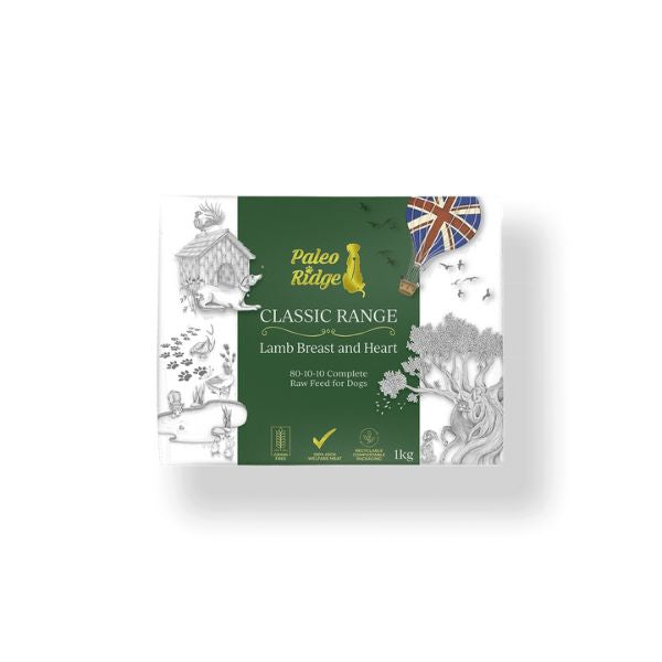 Paleo Dog Classic Lamb Breast & Heart 1kg Wild West Pet